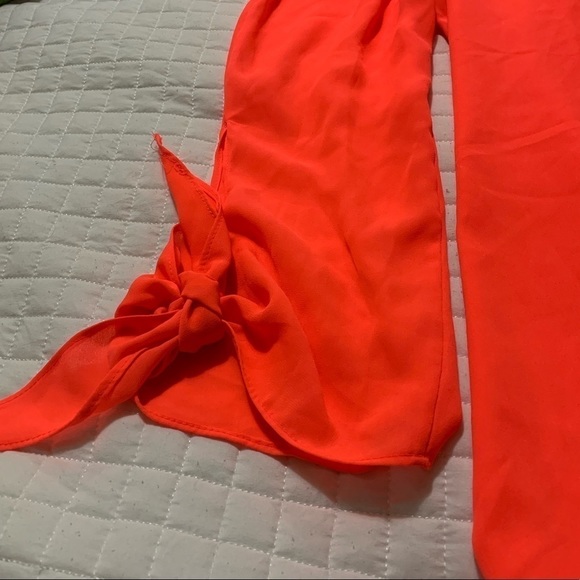 𝅺Coral Pink Over-The-Shoulder Bell-Sleeve Blouse - Picture 5 of 7